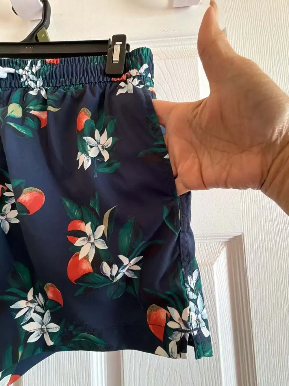 Abercrombie & Fitch Navy Blue Orange Blossom Floral Print Swim Shorts